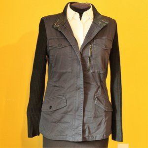 Sanctuary Navy Blue and Black Jacket W/Knit Sleeves Sz Sm